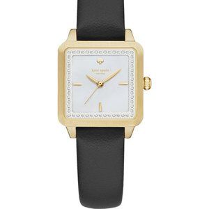 Kate Spade In a New York Minute watch gold & crystal frame w/ black strap